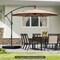 10ft Cantilever Patio Hanging Umbrella with Base, Crank Handle and Air Vent